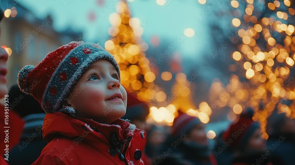 Child's Wonder at Christmas Market Lights Child's Wonder at Christmas Market Lights