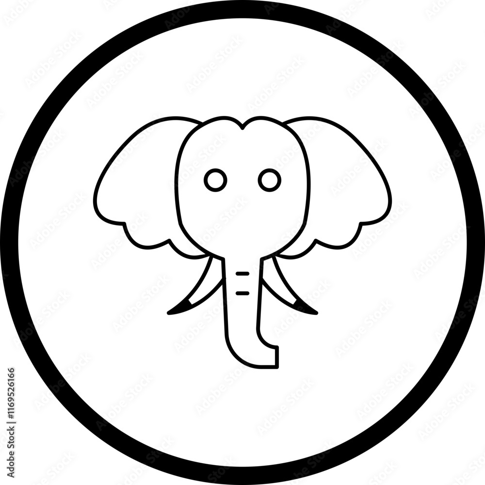 Obraz premium Elephant Face icon single vector illustration