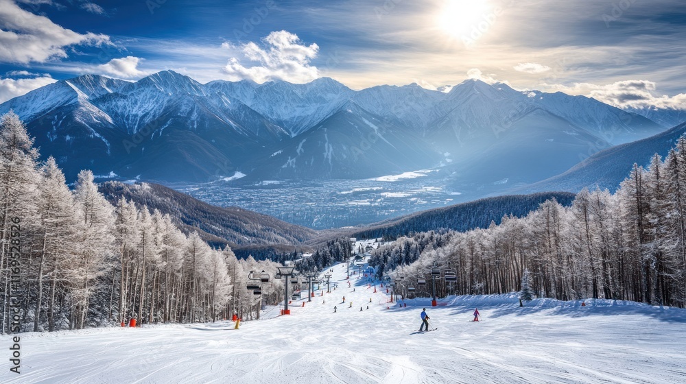 Majestic Mountain Ski Resort Panorama: Winter Wonderland Majestic Mountain Ski Resort Panorama: Winter Wonderland