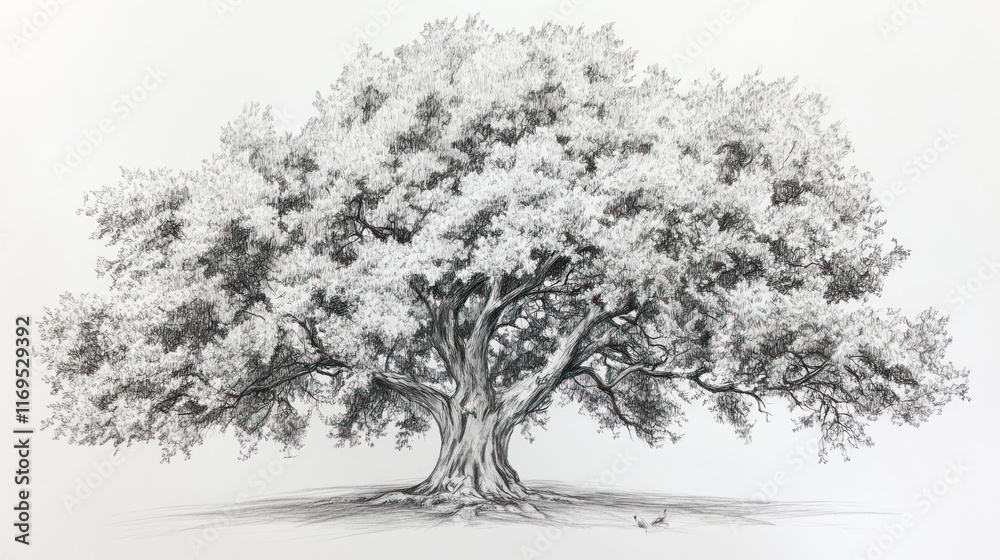 Fototapeta premium Detailed Pencil Drawing Of A Majestic Ancient Tree