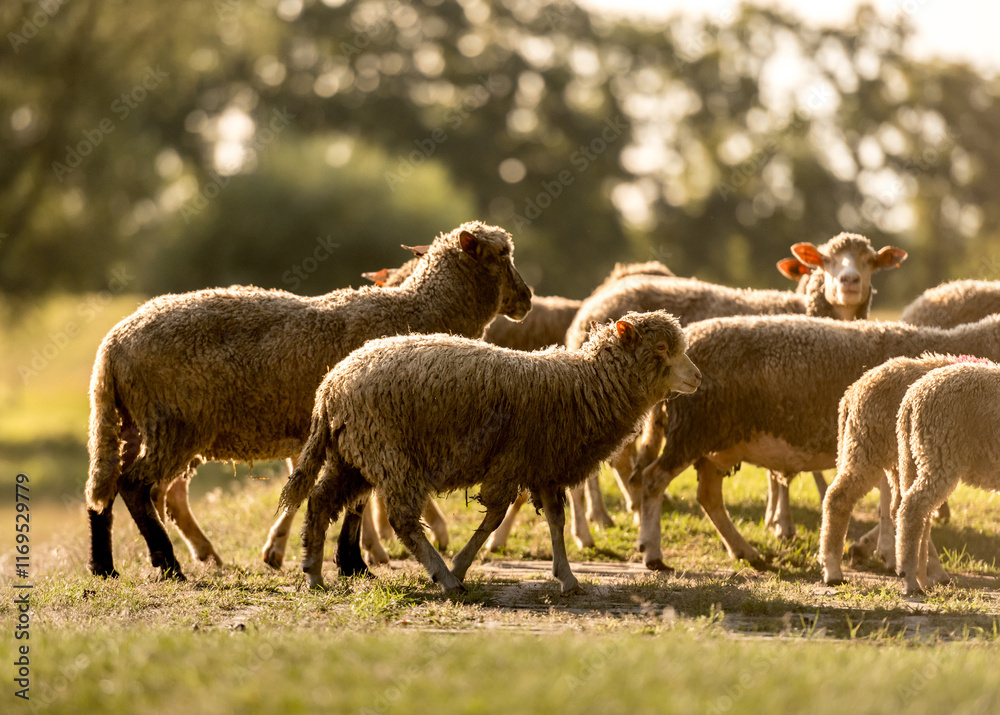 Flock Of Sheep At Sunset Paints Serene Picture Flock Of Sheep At Sunset Paints Serene Picture