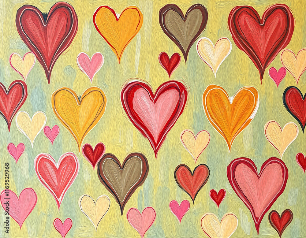 Valentine's Day card design. Illustration with oil paint. Pattern for printing on wall decorations, covers, wallpapers Valentine's Day card design. Illustration with oil paint. Pattern for printing on wall decorations, covers, wallpapers