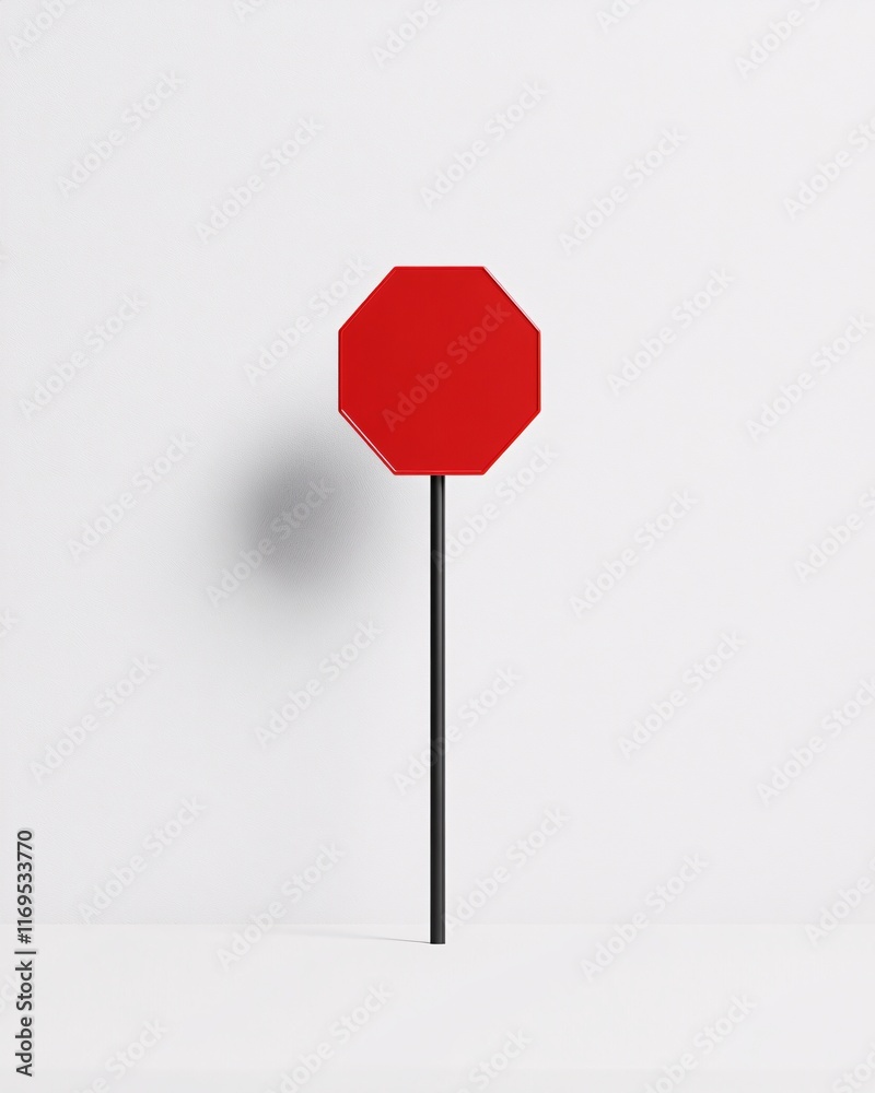 Red Stop Sign on White Background Red Stop Sign on White Background