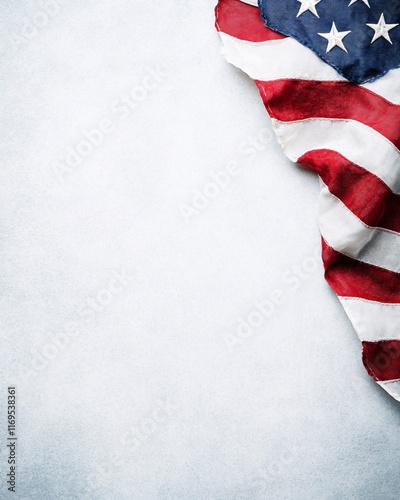Waving American Flag on Textured Background