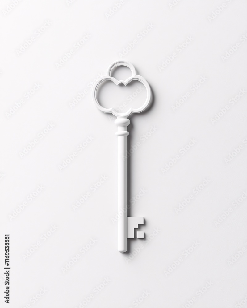 White key on a minimalist background White key on a minimalist background