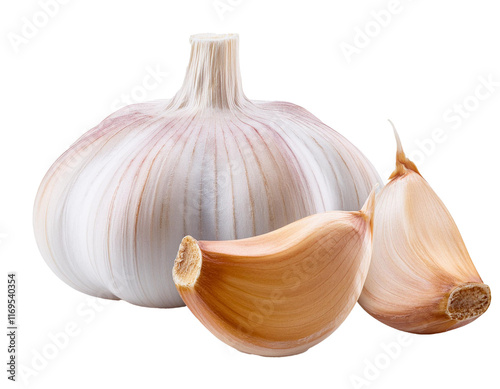garlic isolated on white background, cutout