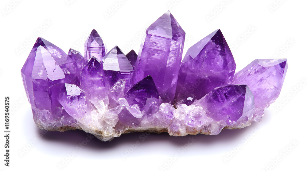 one single amethyst cluster isolated on solid white background one single amethyst cluster isolated on solid white background