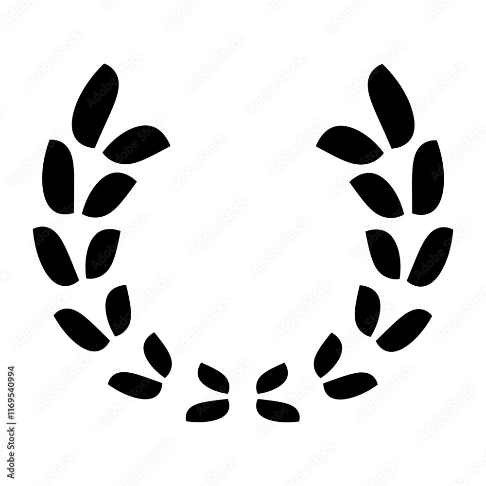 Fototapeta premium Black winner's wreath on white background. Award, winner's icon, emblem. Isolated vector illustration.