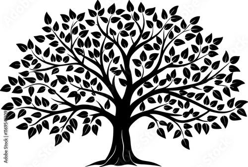 Elegant Black and White Tree Vector Illustration