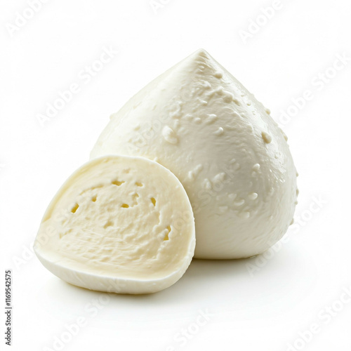 fresh white creamy italian burrata cheese isolated on white background