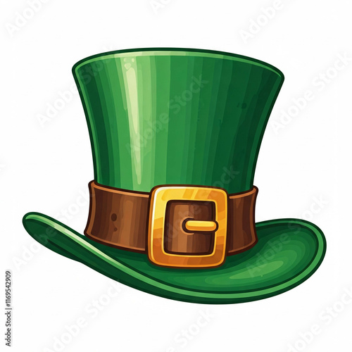 green leprechaun hat with gold buckle illustration clipart design graphic