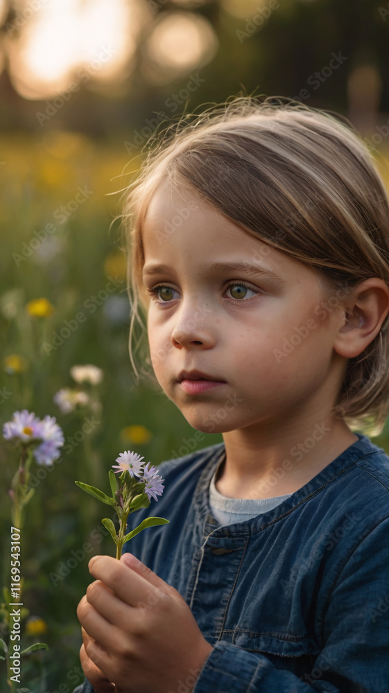 Child Holding a Wildflower Child Holding a Wildflower
