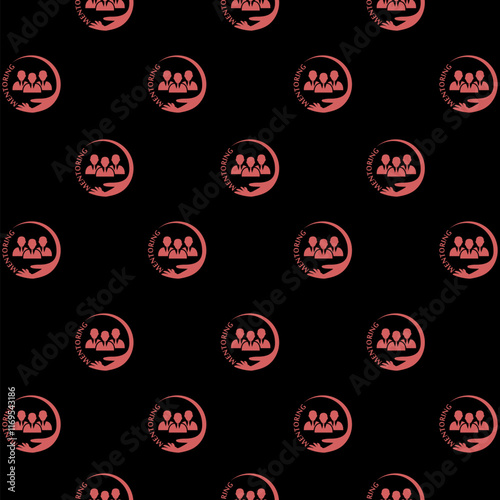 Mentoring icon seamless pattern isolated on black background