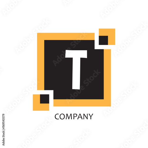 yellow black square T corporate letter logo icon design, suitable for a company or company