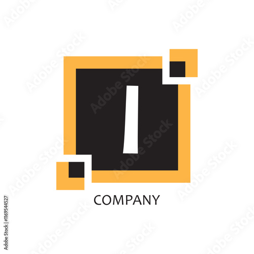 yellow black square I corporate letter logo icon design, suitable for a company or company