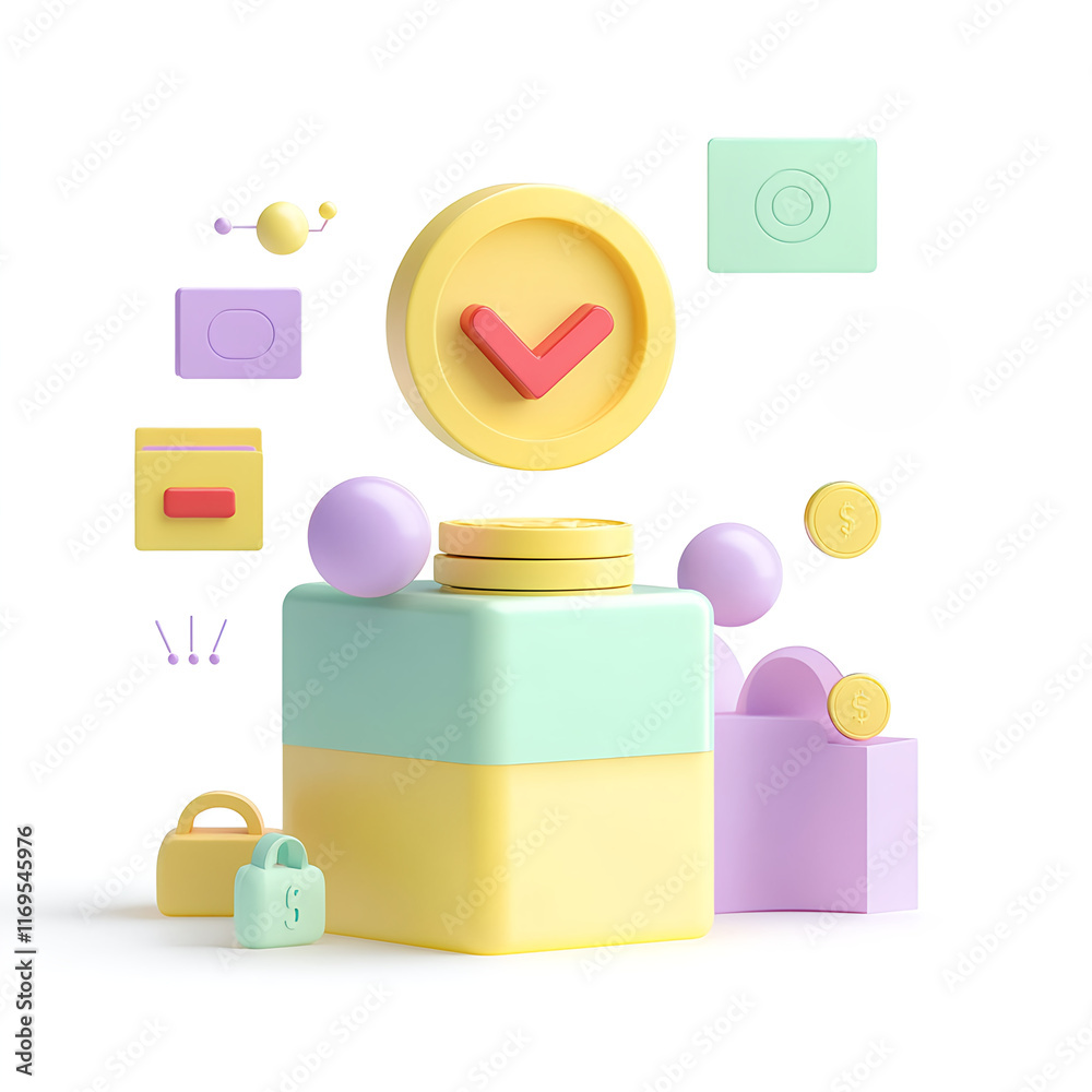 logistics online trading automation concept. Colorful geometric shapes and blocks in pastel shades on a white background. logistics online trading automation concept. Colorful geometric shapes and blocks in pastel shades on a white background.