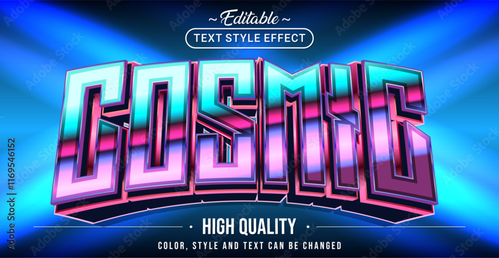Editable text style effect - Cosmic text style theme.
