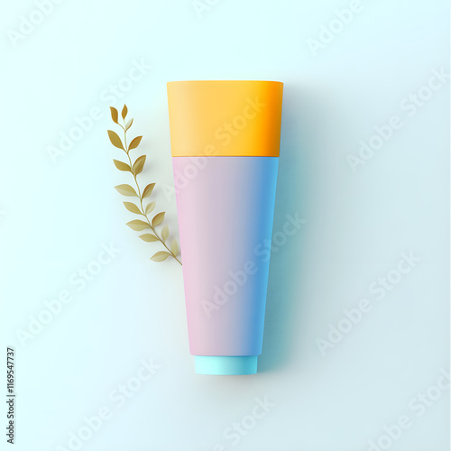 Wallpaper Mural logistics online trading automation concept. Colorful cosmetic tube with a leaf on a pastel background. Torontodigital.ca