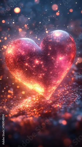 Glowing Heart Surrounded by Warm Light Creating a Romantic Valentine’s Mood