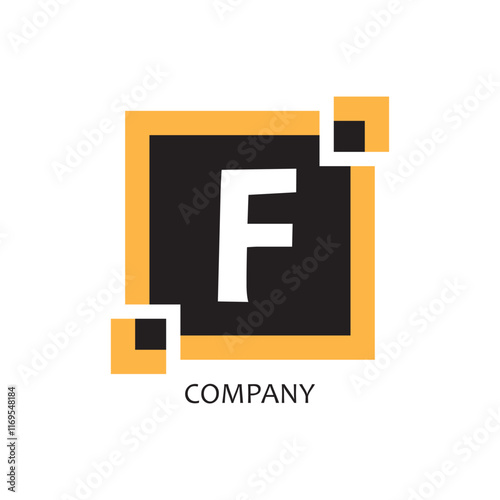 yellow black square F corporate letter logo icon design, suitable for a company or company