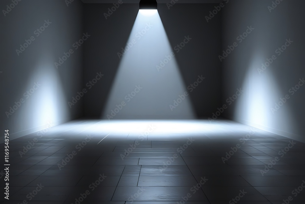 Obraz premium Empty room with dramatic spotlight representing mystery, intrigue, depth, minimalism