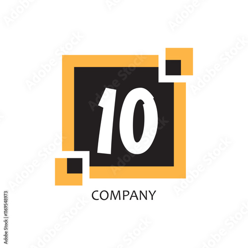 yellow black square 10 corporate figure logo icon design, suitable for a company or company