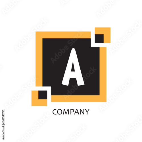 yellow black square A corporate letter logo icon design, suitable for a company or company