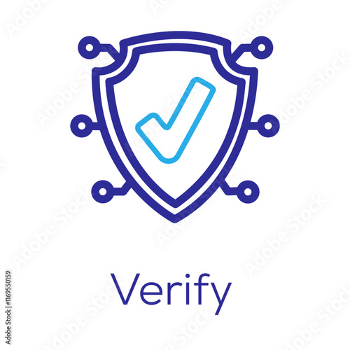 Verify Icon – Checkmark Shield Representing Security Validation