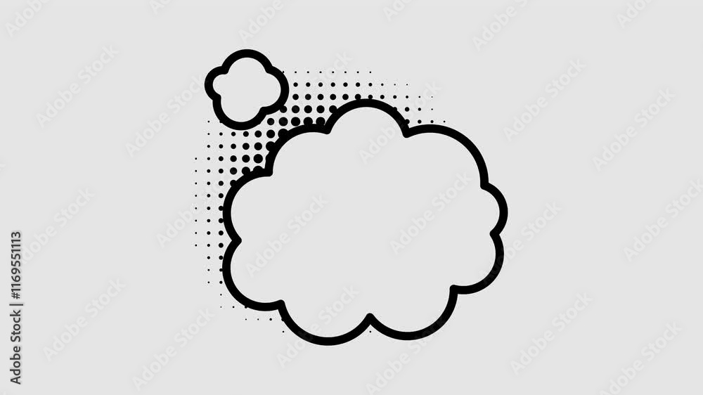 Comic speech bubbles with halftone shadows in pop art style graphic animation. Alpha channel. Transparent background motion design. 4K resolution Comic speech bubbles with halftone shadows in pop art style graphic animation. Alpha channel. Transparent background motion design. 4K resolution