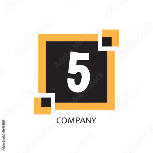 yellow black square 5 corporate figure logo icon design, suitable for a company or company