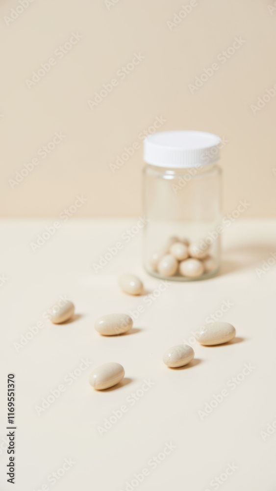Magnesium Glycinate Supplement on a surface. Magnesium Glycinate Supplement on a surface.