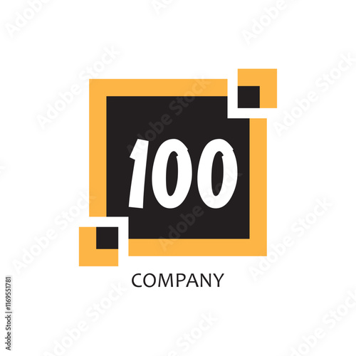 yellow black square 100 corporate figure logo icon design, suitable for a company or company