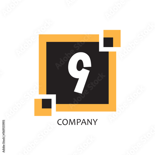 yellow black square 9 corporate figure logo icon design, suitable for a company or company