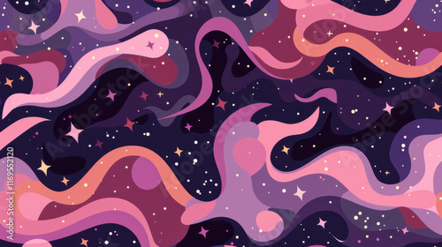 seamless pattern with stars and galaxies