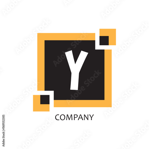 yellow black square Y corporate letter logo icon design, suitable for a company or company