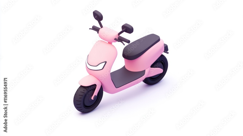 Pink electric scooter, 3D render, isolated on white background. Pink electric scooter, 3D render, isolated on white background.