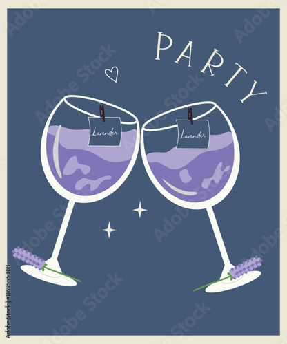 Flat Design Illustration with Two Drinks at Lavender Taste	