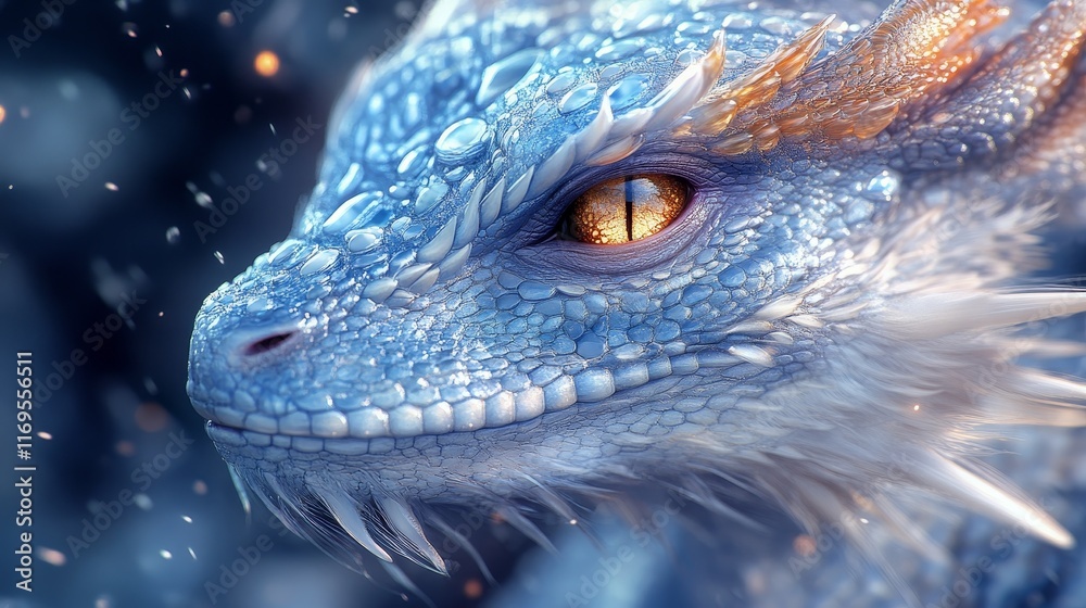 custom made wallpaper toronto digitalA blue dragon with orange eyes and white scales