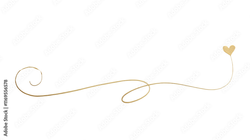 Elegant golden swirl with a small heart on a transparent background Elegant golden swirl with a small heart on a transparent background