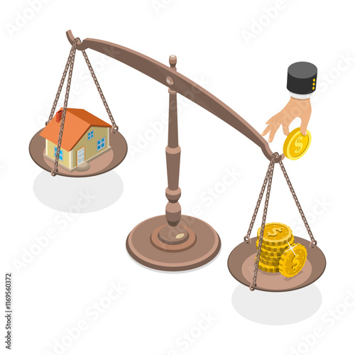 3D Isometric Flat Vector Illustration of Cost Of Living, Rising Foods Cost and Grocery Price. Item 2