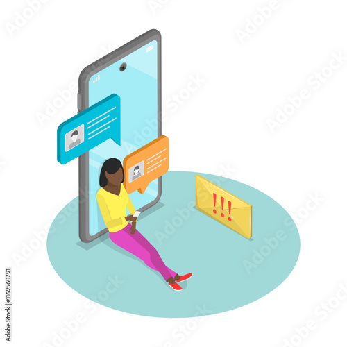 3D Isometric Flat Vector Illustration of Bad Addictions, Obsessed and Addicted People. Item 2