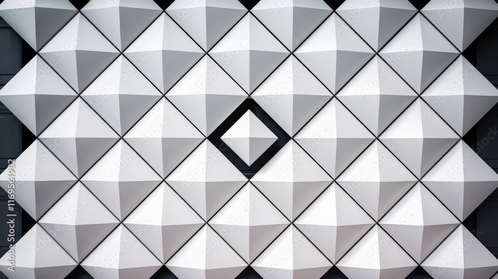 Abstract white geometric pattern with 3D pyramid structures