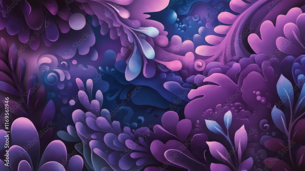 Vibrant purple and blue abstract background with organic shapes
