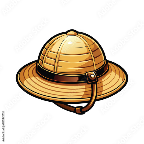 A vector illustration of a pith helmet with a sturdy canvas texture.