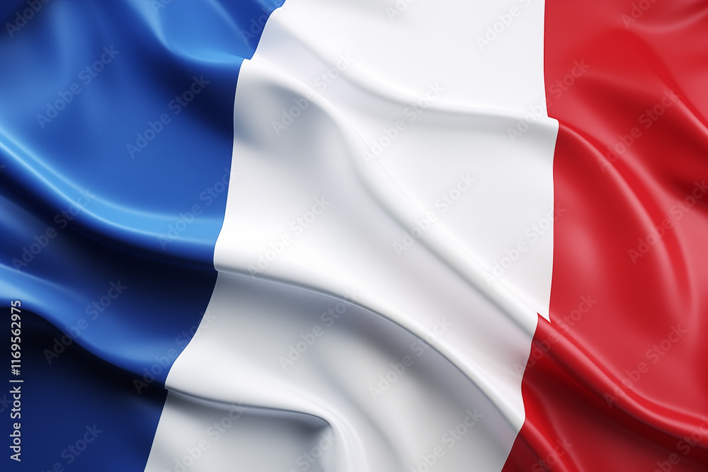 Obraz premium French Flag on White Background – High-Quality Image of the Iconic Blue, White, and Red Tricolor Flag, Perfect for National Celebrations, Patriotic Themes, Educational Projects, Graphic Design.