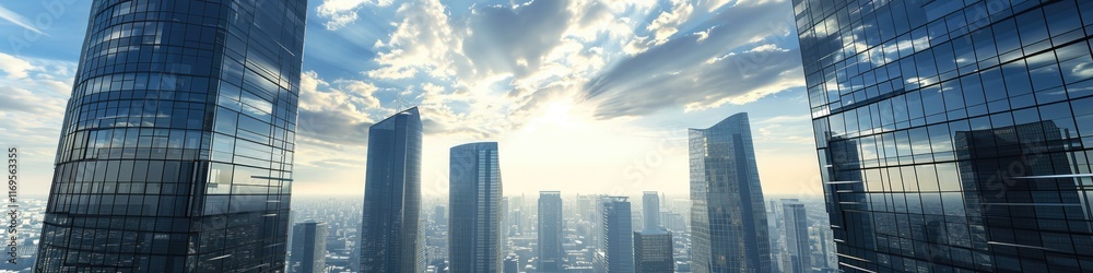 Modern Skyscraper Cityscape in Blue Tones