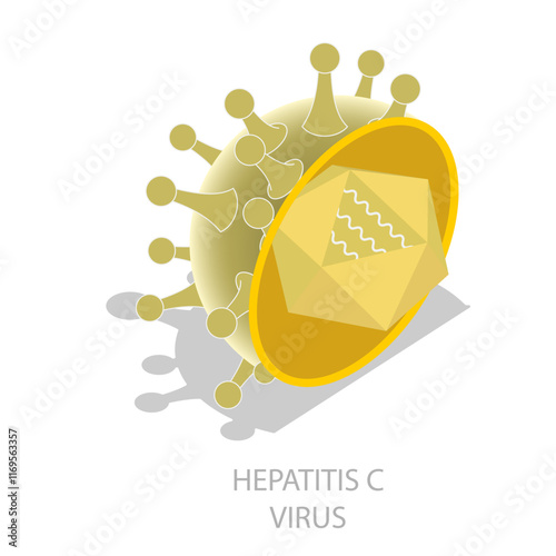 3D Isometric Flat Vector Illustration of Hepatitis Viruses, Liver Disease. Item 3