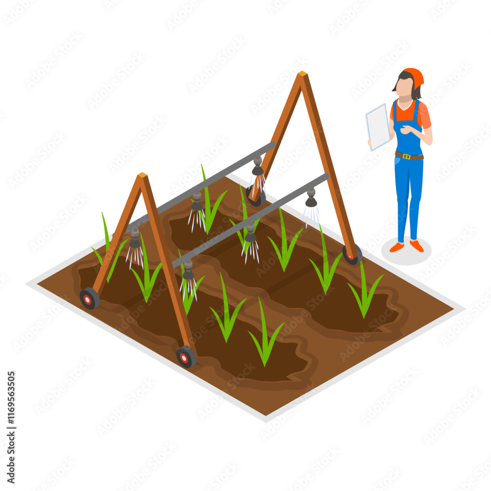 3D Isometric Flat Vector Illustration of Agricultural Machinery, Rural Industrial Farm Transport. Item 1 3D Isometric Flat Vector Illustration of Agricultural Machinery, Rural Industrial Farm Transport. Item 1