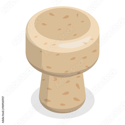 3D Isometric Flat Vector Set of Wine Corks, Stopper Caps. Item 2