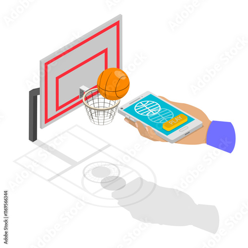 3D Isometric Flat Vector Illustration of People Bet On Sports Online, Popular Pastime. Item 3